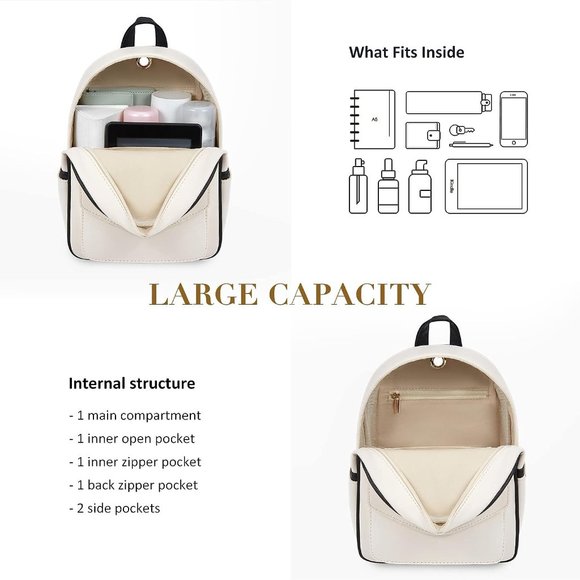 ECOSUSI Cute Bowknot Small Backpack Ladies Leather Satchel Bag with Charm Tassel main image 7